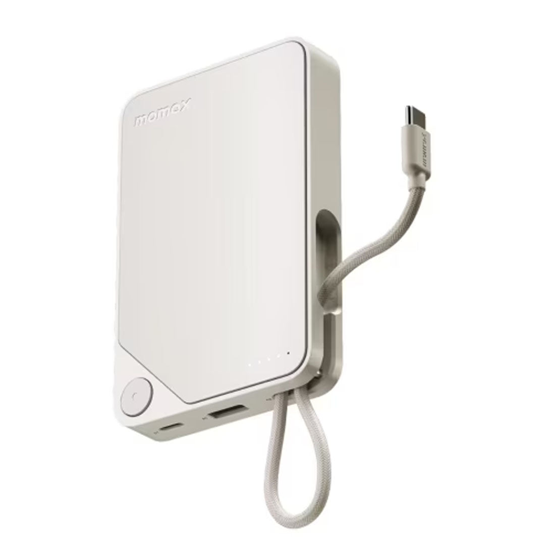 Momax 1-Power X Power Bank 10000mAh With Built-in USB-C Cable | White Momax 1-Power X Power Bank 10000mAh With Built-in USB-C Cable | White